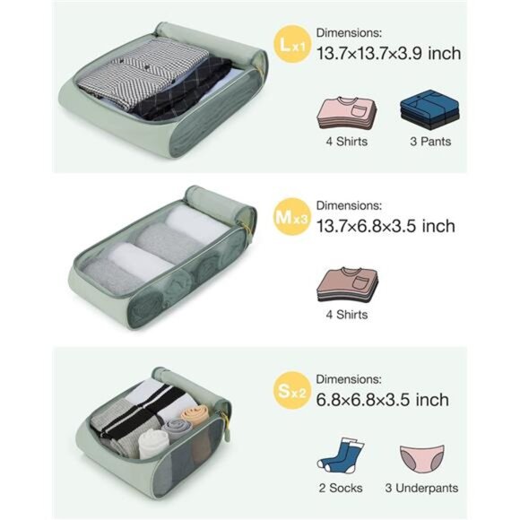 Keep Shape Packing Cubes for Travel, 6 Set Travel Cubes for Packing, Lightweight main image 4